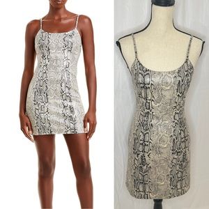 Alice + Olivia Nelle Vegan Leather Snake Print Minidress